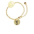 thumbnail image 2 of Delight Jewelry Goldtone Large Disc Letter - G - 3/4'' Gold-tone Flower Link Chain Bracelet, 6.75"+2" Extender, 2 of 4