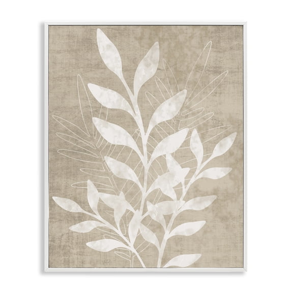 Stupell Industries Scandinavian Neutral Plant Leaf Collage White Framed Giclee Art, 16 x 20, by Natalie Carpentieri
