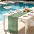 thumbnail image 4 of Yhmxh Cheesecloth Table Runner 35"x118", Boho Table Runner Decor Soft Gauze Rustic Wrinkle Wedding Table Decor for 10ft Table Birthday Party, Baby Shower, Bridal Shower, Home & Event Decor, 4 of 6