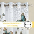 thumbnail image 6 of Teal Tulip Butterfly Kitchen Curtains Window Panels, Beige Turquoise Floral Blue Coastal Insulated Window Treatment Curtain, Grommet Curtains for Bedroom/Living Room/Bathroom, 2 Piece 42"Wx63"L, 6 of 8