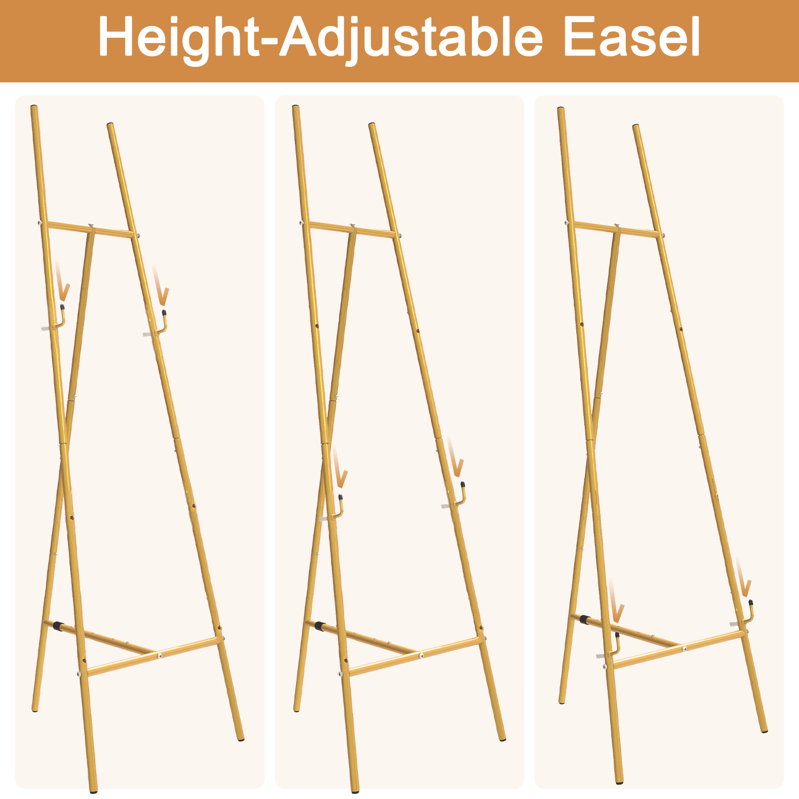 Yacona Easel Stand for Sign, Adjustable Poster Stand, Heavy Duty Metal Art Easels for Display, Welcome Sign, Posters, Painting, Gold