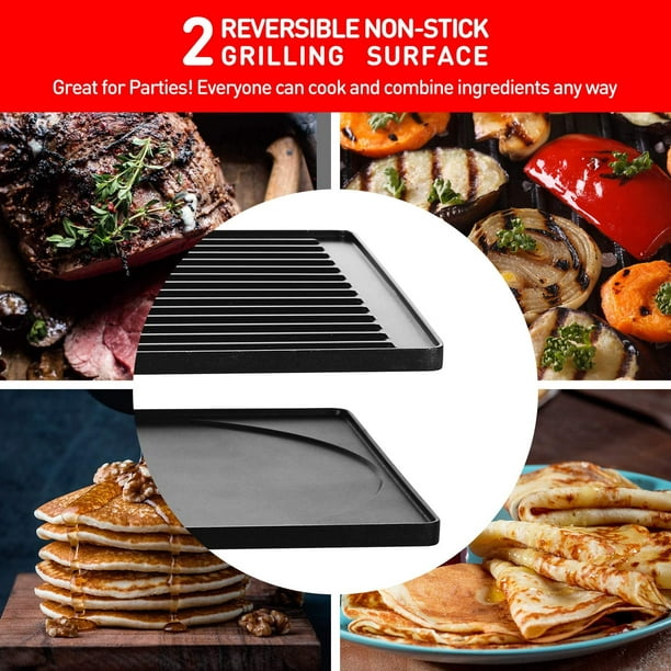 Techwood Electric BBQ Grill Indoor/Outdoor Non-Stick Grill Plate  Temperature Control 