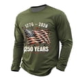 thumbnail image 3 of 250Th Anniversary Usa Casual Long Sleeve T Shirt Athletic Fit Crew Neck Mens Tees Army Green XXXL, 3 of 6