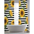 thumbnail image 5 of Yellow Sunflowers Sheer Curtains 108 Inch Length 2 Panels Set Window Treatments, Spring Floral Black Stripes Farmhouse Rod Pocket Semi Curtains for Living Room/Bedroom/Kitchen Décor, 104"W x 108"L, 5 of 7