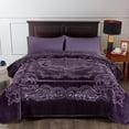 thumbnail image 2 of JML Luxury Embossed Floral Fleece Blanket Purple Fleece Weighted, 2 of 4