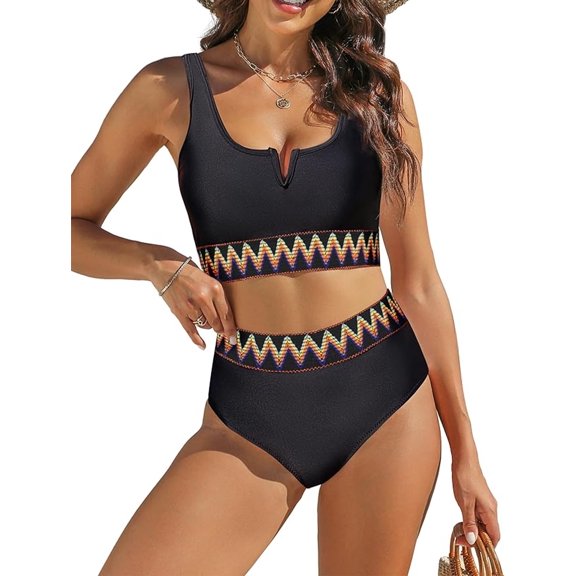 SOMER Women's Swimsuit 2 Piece Bikini Set Bathing Suits High Waisted Swimwear