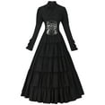 thumbnail image 1 of Mrat Robe Renaissance pour Femmes Costume Médiéval Robe Irlandaise Traditionnelle Robe Longue Tenue Costume d'Halloween S-15 Noir TTG, 1 of 8