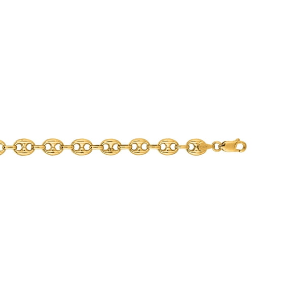 14K Yellow Gold 7mm Diamond Cut Puffed Mariner Link Chain 24 Necklace Fancy Lobster Clasp
