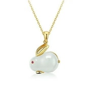 KITPIPI Lucky Rabbit Necklace for Women, 2023 Chinese New Year Lucky Jade Rabbit Pendant Necklace for Women Girl B6G0