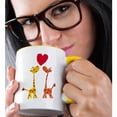 thumbnail image 2 of 3drose, Cute Baby Giraffes with Heart Above Love Cartoon, 11oz Two-tone Yellow Mug, 2 of 6