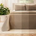thumbnail image 6 of Bare Home Quilt Set - 3 Piece - Diamond Stitched Bedspread Coverlet - Full/Queen, Taupe, 6 of 8