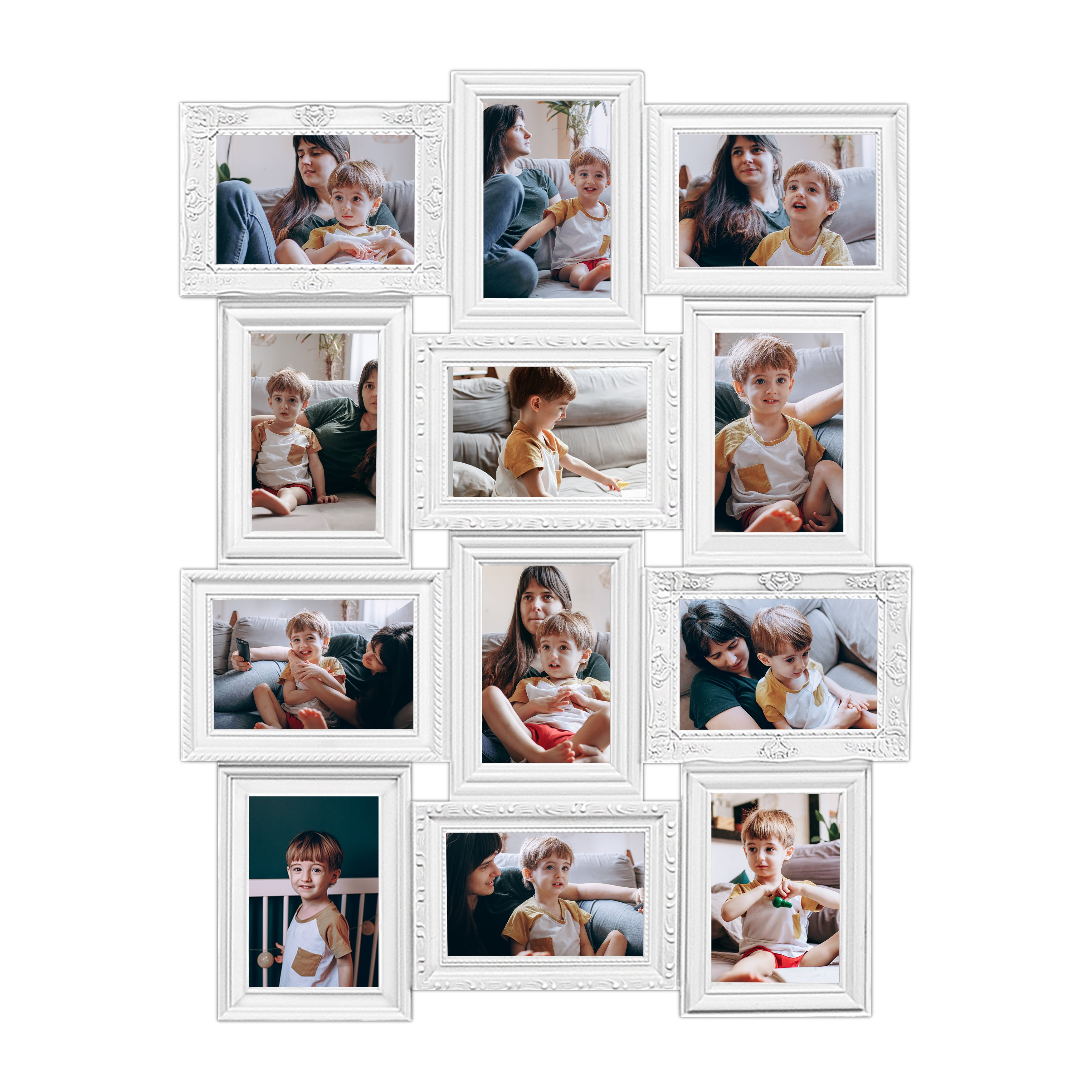 12 Opening Collage Photo Frame 6" x 4" Gallery Wall Hanging Picture Frame  White