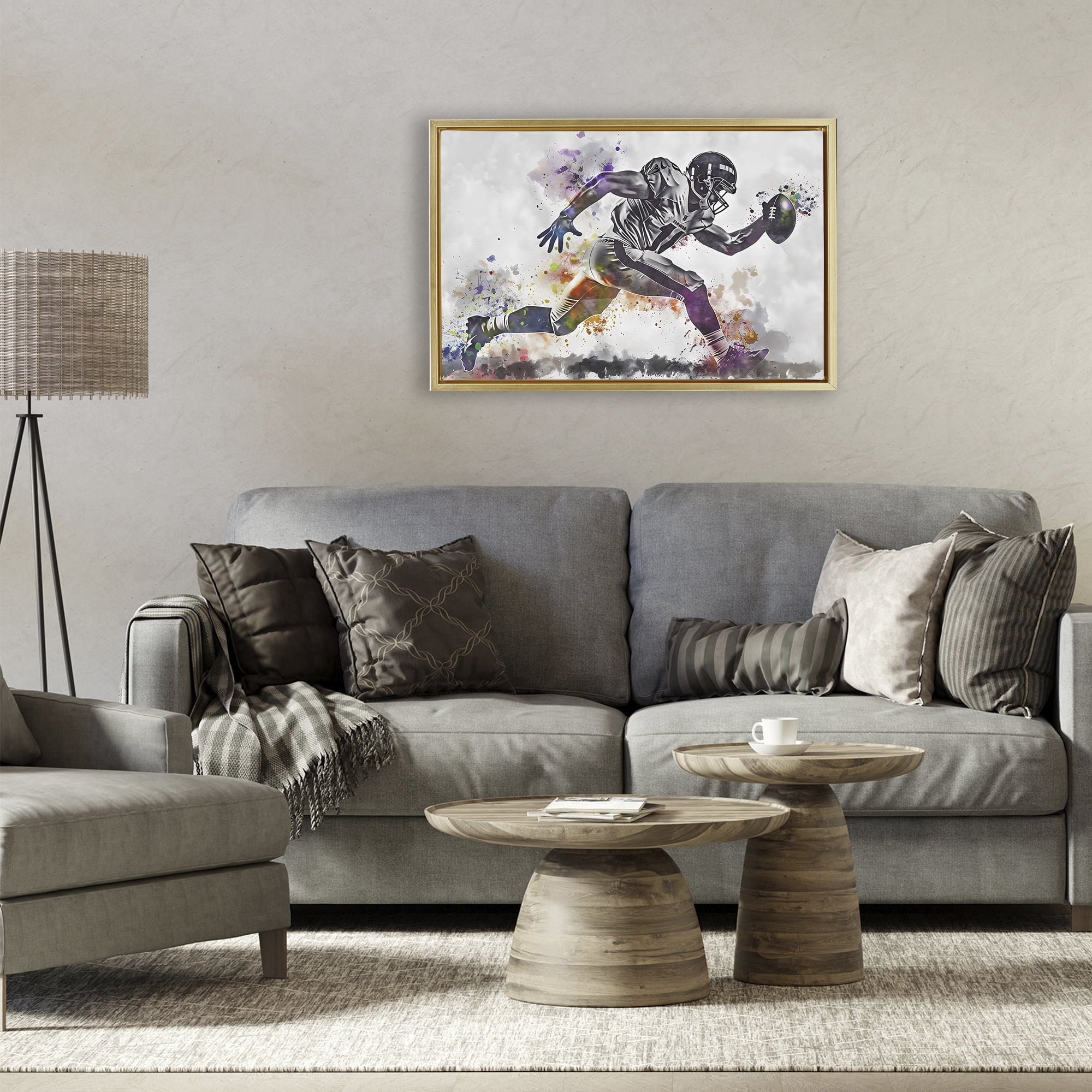 Stupell Industries Endurance Football Sprint Gold Framed Floater Canvas Wall Art, design by Creative Studio