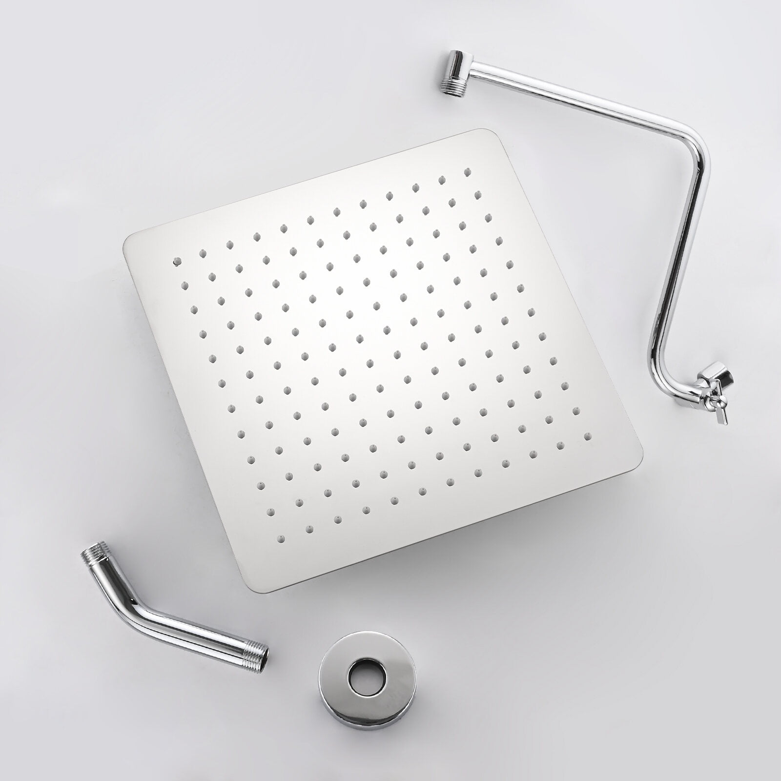 Freestanding Bathtub Faucet, 12 inch Adjustable Extension Arm High-pressure Rain Shower Head, Rain Fixed Shower Head, Freestanding Tub Filler,Stainless Steel Standalone Tub Faucet