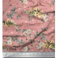 thumbnail image 1 of Soimoi polyester Crepe Fabric Leaves,Moth & Magnolia Floral Print Fabric by the Yard 52 Inch Wide, 1 of 3