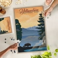 thumbnail image 2 of Lantern Press 1000 Piece Jigsaw Puzzle, Yellowstone National Park, Bison and Lake, Lithograph National Park Series, 2 of 5