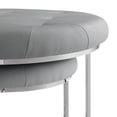 thumbnail image 4 of Alrik Grey/Chrome PU Leather Ottoman - Nesting, Stainless Steel Polished Base, Button Tufted, 4 of 10