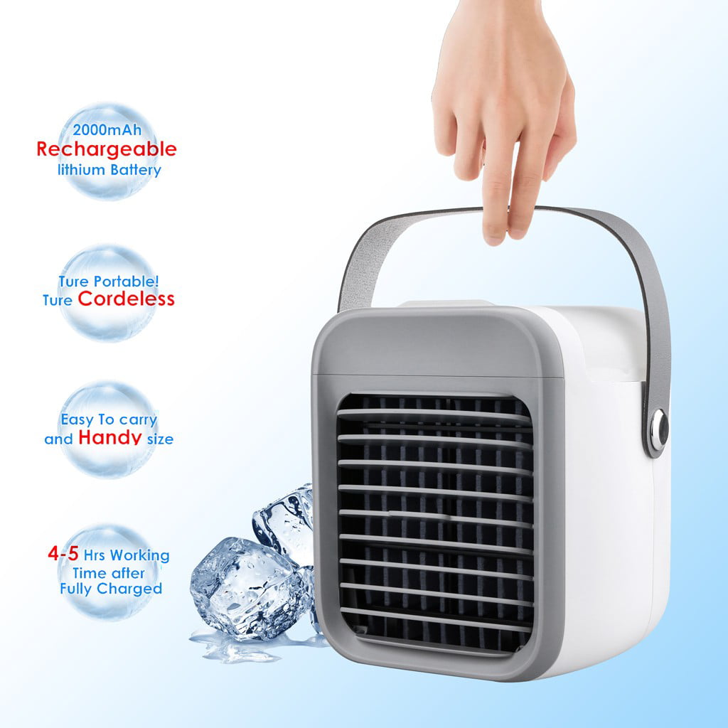 Mini Air Cooler Portable Mini Air Condition Air Cooler Rechargeable Strong Evaporative Cordless Air Conditioner Fan With 3 Speeds for Home Office Room
