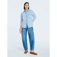 thumbnail image 3 of Free Assembly Women's Button Up Denim Shirt with Long Sleeves, Sizes XS-XXL, 3 of 6