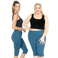 thumbnail image 2 of Stretch Is Comfort Women's Cotton/Spandex Plus Size Knee Length Leggings Teal X-Large, 2 of 6