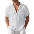 thumbnail image 4 of Camisetas de Manga Corta con Botón de la Solapa de los Hombres de Ajuste Suelto Cardigan de Bolsillo Moda Superior Verano Casual, 4 of 9