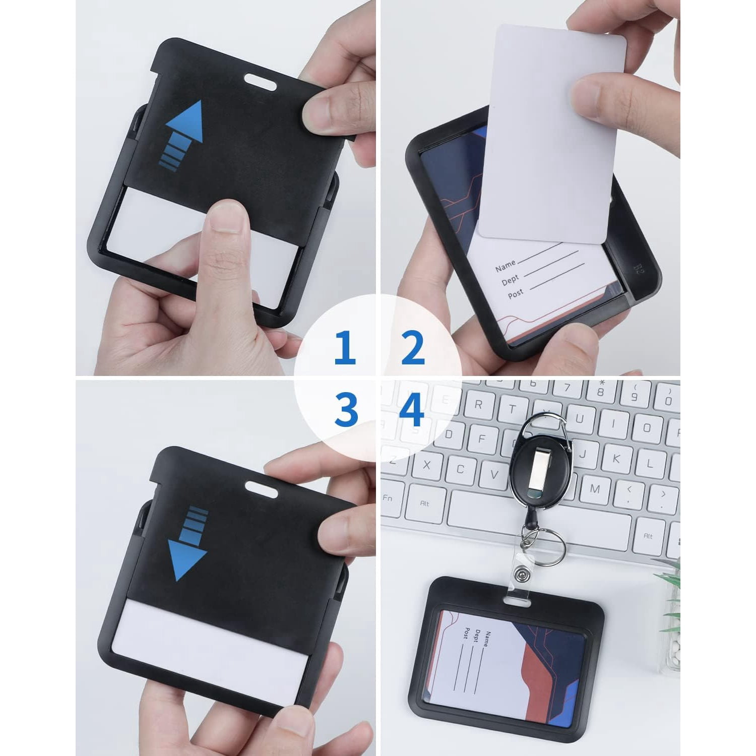 FRIUSATE 100 Pcs Plastic ID Badge Holders With Alligator Clip