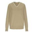 thumbnail image 5 of ClodeEU Women's Sweaters, V Neck Long Sleeve Lightweight Sweaters, Loose Solid Fall Tops Pullover Sweater Beige,Womens Plus S, 5 of 7