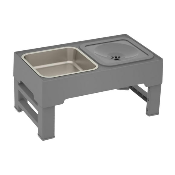 Comedero para perros, bebedero, comedero elevado con soporte, comedero para cachorros Comedero comedero gris