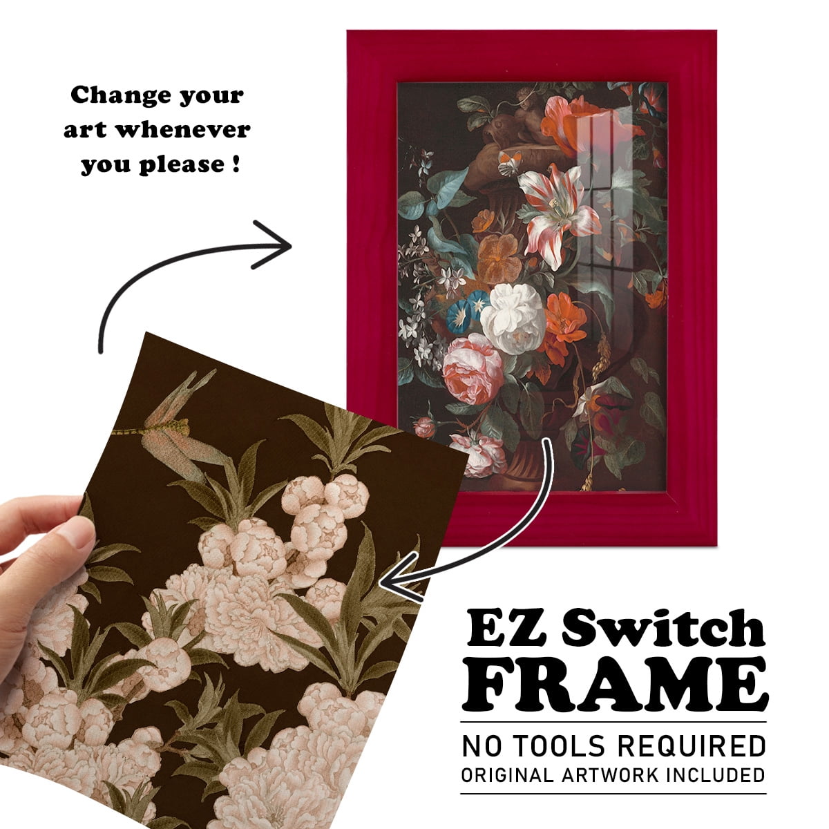 Asian Brocade III - Framed Print w/glass - Cherry Red