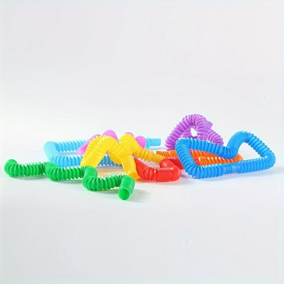 8pcs Vibrant Pop Tubes - Sensory Fidget Toys for Kids' Fine Motor Skills Development and Travel Fun - Unique Christmas Stocking Stuffers for Boys and Girls
