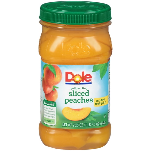 Dole Yellow Cling Sliced Peaches in 100% Fruit Juice, Jarred Peaches ...