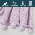 thumbnail image 4 of PAVILIA Lavender Purple Lilac Sherpa Throw Blanket with Soft Pom Pom Fringe, Plush Cozy Warm Blankets for Couch Bed Sofa, Fuzzy Fleece Throw with Pompom, Lightweight Fluffy, Light Purple 50x60 in, 4 of 7
