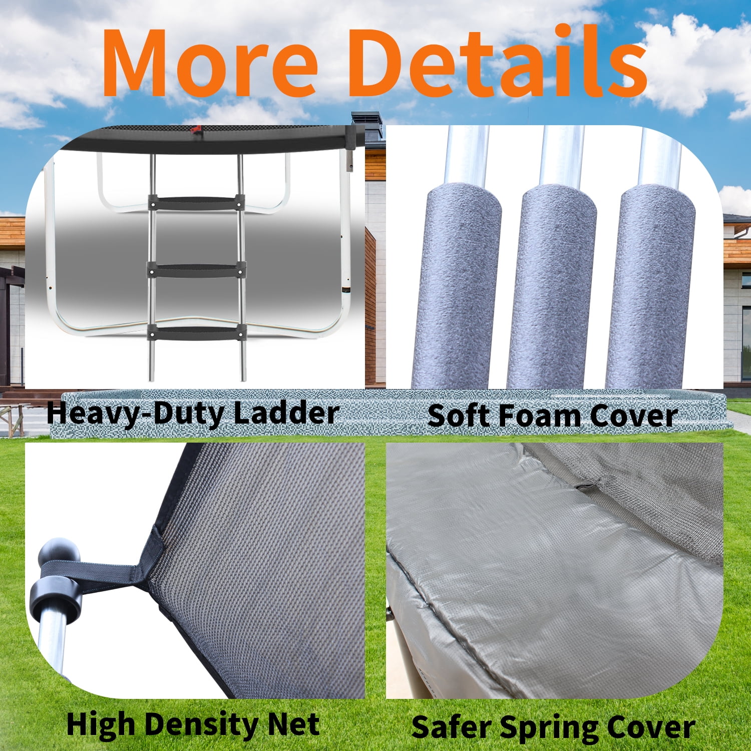 Trampolines 8FT 10FT Recreational Trampolines with Ladder Enclosure Net Outdoor Metal Frame Trampolines For Kids Teens Grown-ups
