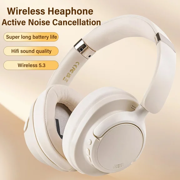 Wireless Headphones Bluetooth Earphones Anc Headset Rechargeable W/ 3.5Mm Cable