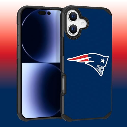 Apple iPhone 16 (6.1) - NFL Licensed New England Patriots Team Logo on Blue Textured Dual Layer Case