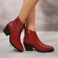 thumbnail image 2 of EKVAHL Women's Pointed Toe Ankle Boots, Chunky Mid Heel Zip Booties, Short Boots for Office Fall Occasions Red, 2 of 6