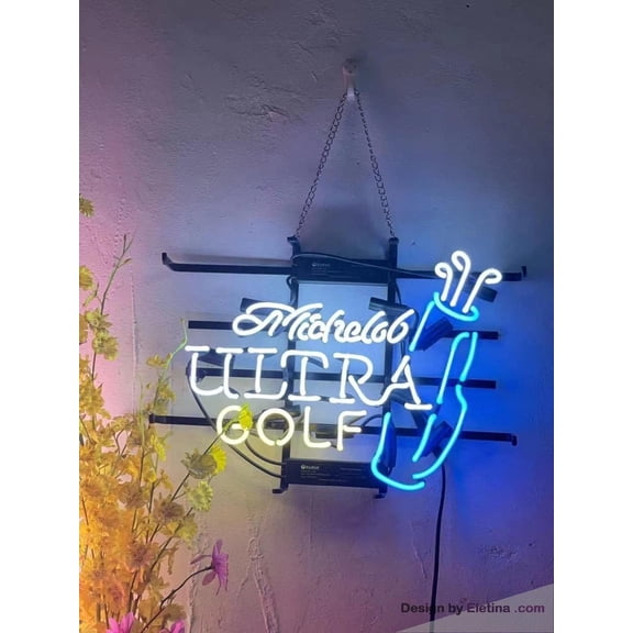 Neon Signs for Wall Decor Sign Factory Real Led Sign Light Beer Bar Pub Garage Room Michelob Ultra Golf Bag. Neon Tubing16x20inch
