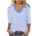thumbnail image 1 of 3/4 Manga Superior, Moda Casual Impresión V-Cuello Blusa Hecha de Cómodo Estante de Imitación para Toda la Temporada de Uso Diario, Tops de Moda de Mujer, 1 of 4