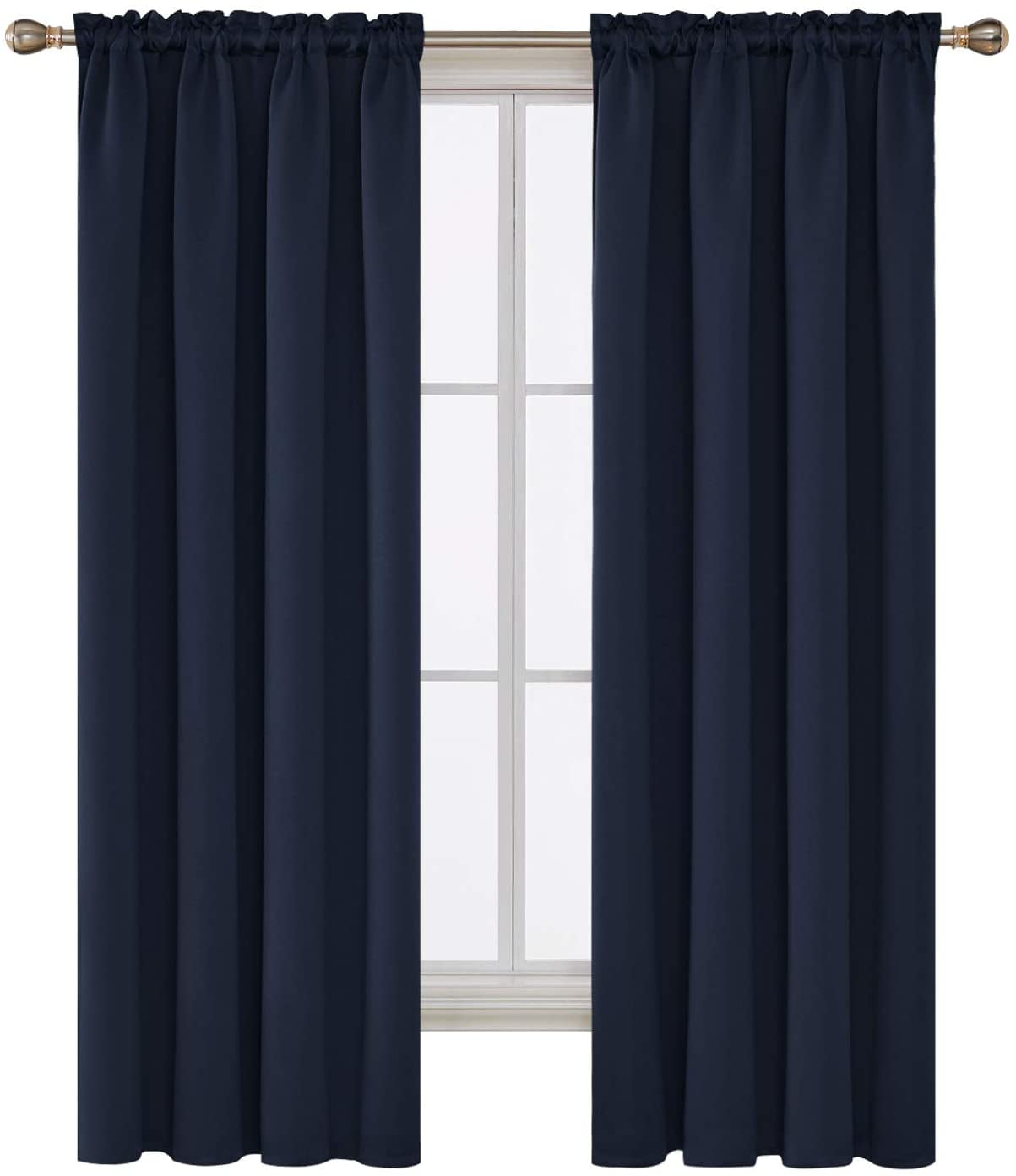 Deconovo Navy Blue Blackout Curtains Rod Pocket Curtain Panels Room