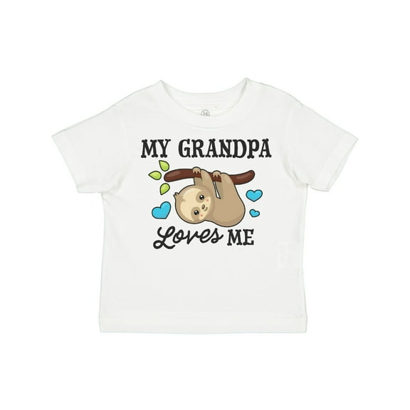 Inktastic My Grandpa Loves Me with Sloth and Hearts Boys or Girls Toddler T-Shirt