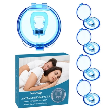 FOAUUH Anti Snoring Devices,4PCS Snore Stopper, Silicone Magnetic Anti Snoring Nose Clip, Help Stop Snoring, Quieter Restful Sleep (Blue-4pcs)