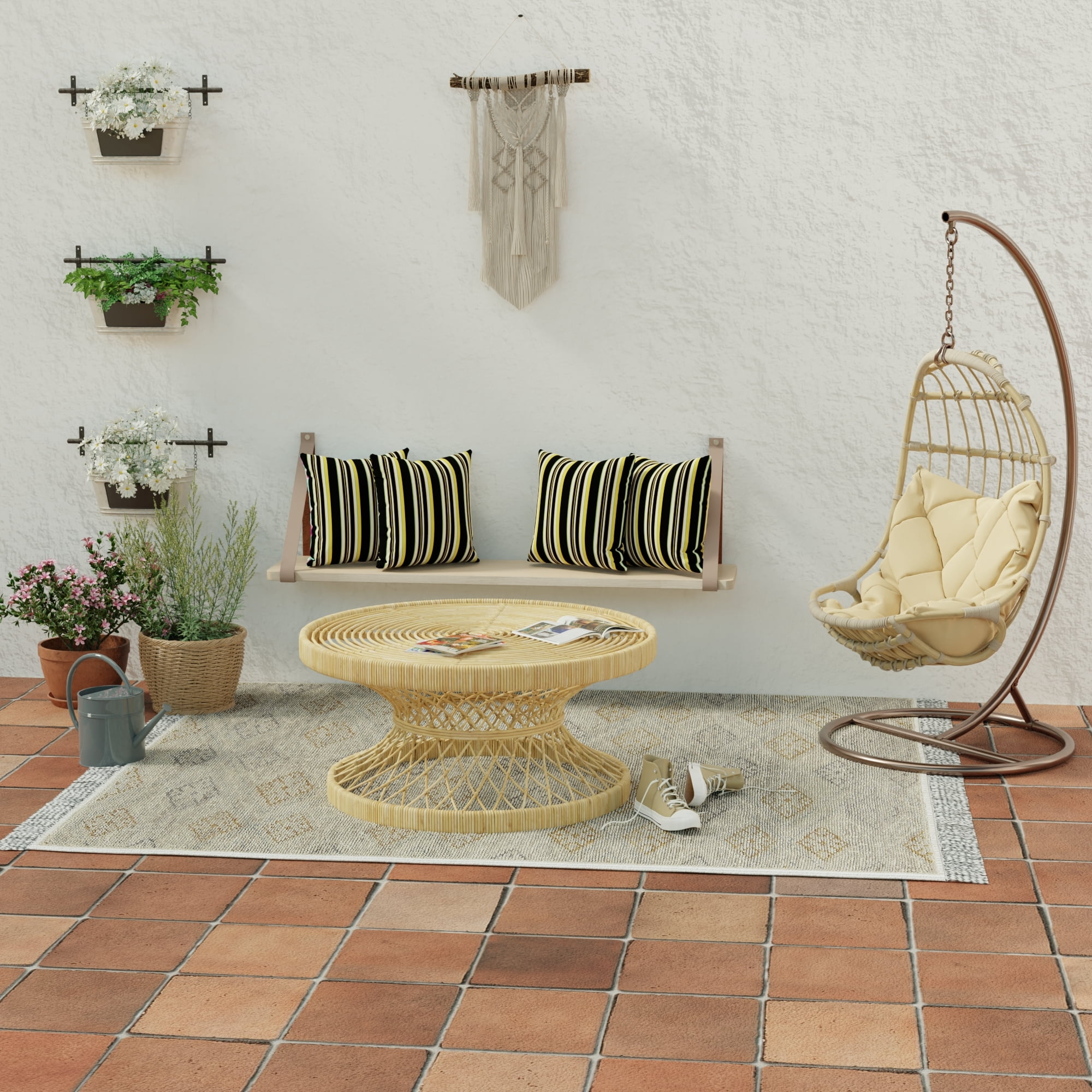 Jordan Manufacturing 17" x 17" Ripley Lemon Yellow Stripe Square Outdoor Throw Pillow (2 Pack)