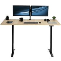 VIVO Electric Dual Motor 71” x 30” Standing Desk, Light Wood Top, Black Frame