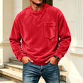 thumbnail image 2 of KICILVS Mens Sweatshirt Crewneck Fleece Pullover Long Sleeve Pocket Casual Winter Warm Top for Men Daily Wear Red, 2 of 9