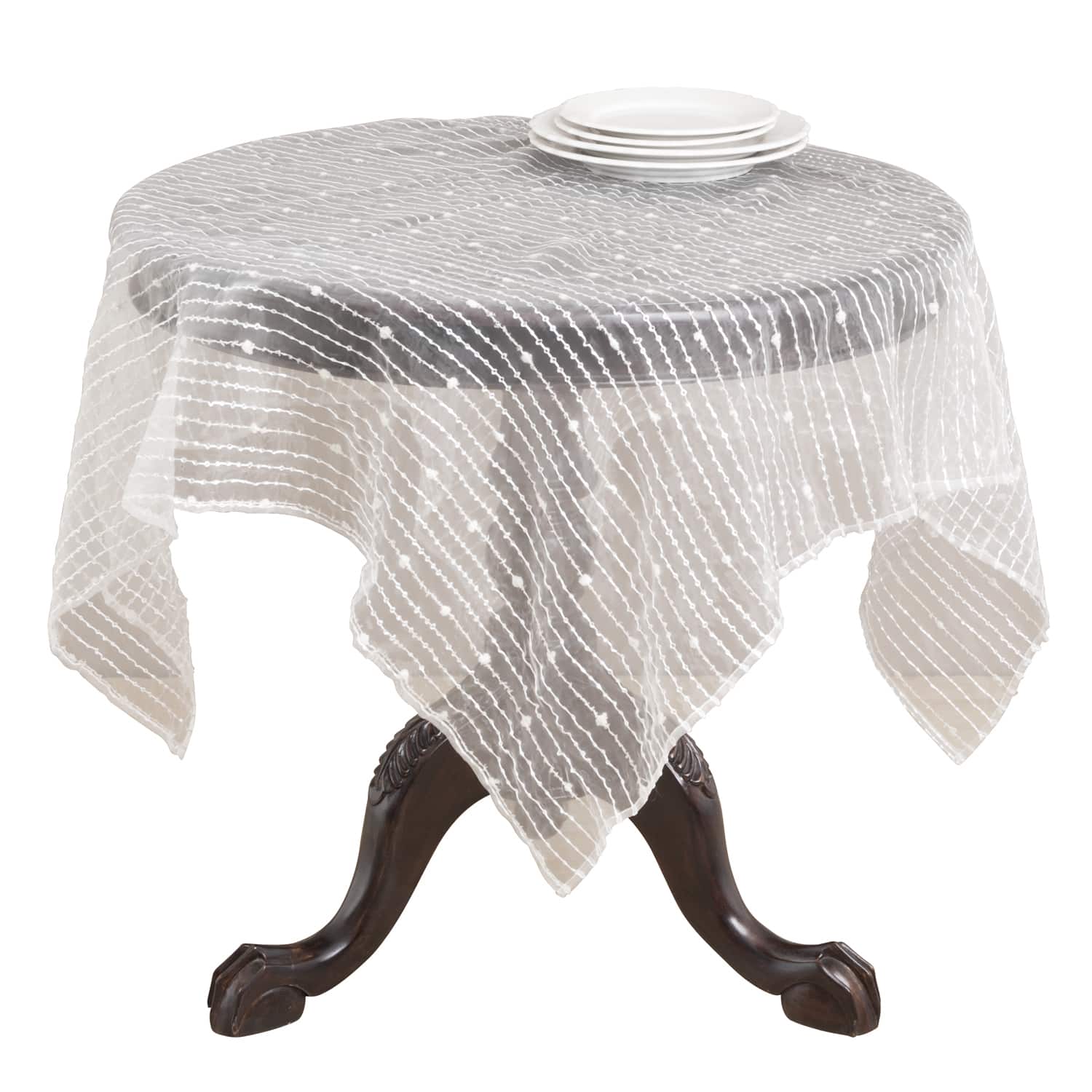 Saro Lifestyle Striped Sheer Tablecloth Topper