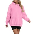 thumbnail image 3 of Jinhomg Oversized Hoodies for Women Dressy Casual Solid Sweatshirt Plus Size Comfy Long Sleeve Kangaroo Pocket Hooded Pullover Pink XL, 3 of 7