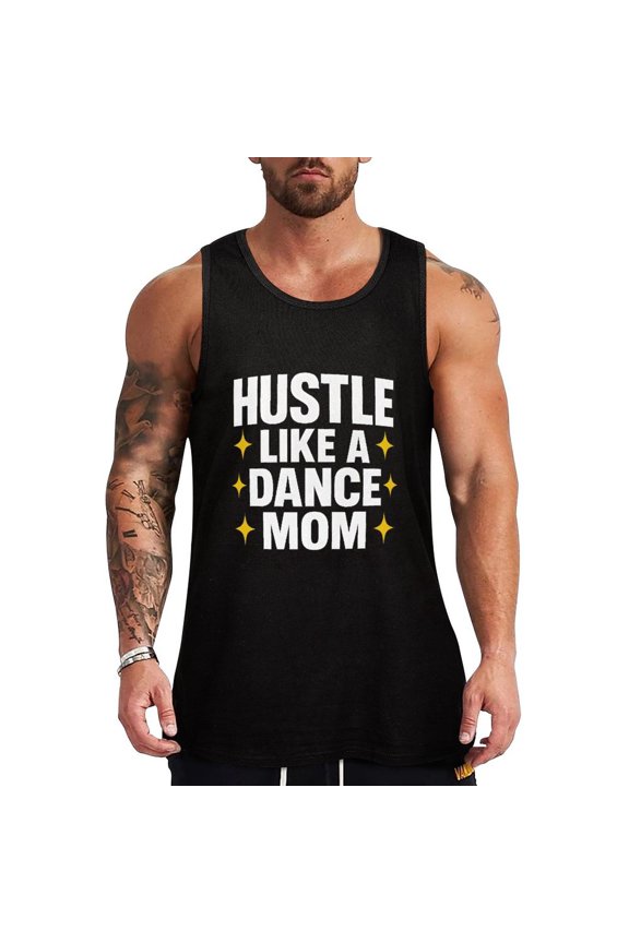 Proud Dance Mom Hustle Men's Tank Top Muscle Workout Gym Sleeveless Shirt for Workout, Casual Wear, Walking Medium