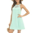 thumbnail image 5 of WBQ Women's Summer Solid Color Sleeveless Halter Neck Beach Party Dress Green S-3XL, 5 of 9
