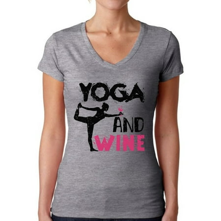 Awkward Styles Women's Yoga and Wine V-neck T-shirt Workout