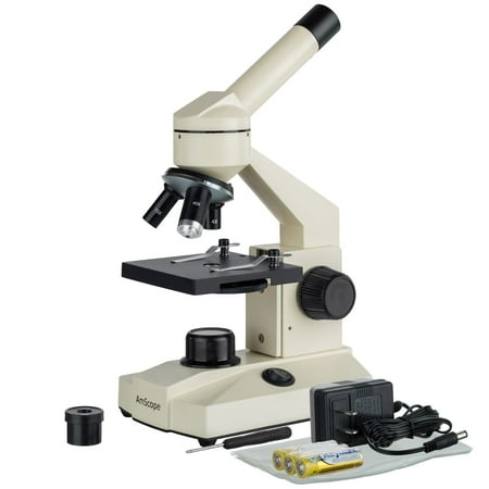 AmScope 40X-1000X Student Portable Field LED Microscope with All-Metal with Optical Glass Lens